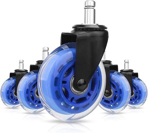 Juego de 5 ruedas para silla de oficina de 3.0in de alta resistencia, ruedas de repuesto con ajuste universal, seguras para suelos de madera,