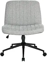 Cadeira Escritório DT3 Dolly, Assento Extra Grande e Largo, Leisure, Penteadeira, Escrivaninha, Ceriticação NR-17, Giratória, com rodinha (Tecido, Grey)