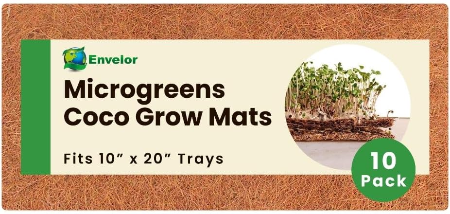 Envelor Coco Coir Fiber Grow Mat for Microgreens 10 x 20 Inches Coconut Coir Seed Starter Liner for Growing Trays, Hanging Baskets, Seed Starter Tray, Planter Sheets & Indoor Outdoor Plants, 10 Pack