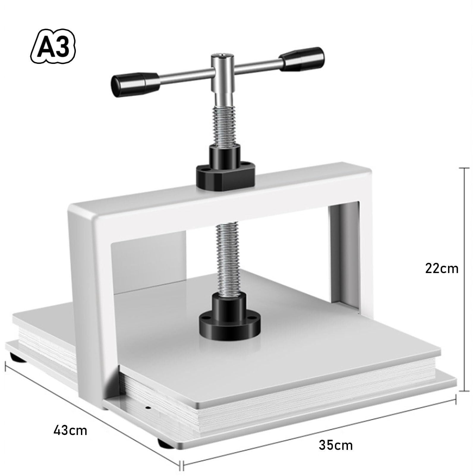 Macchina per appiattire la carta, piccola macchina manuale per appiattire la carta dei documenti di banconote e buoni A4/A3, pressa per carta rilegatrice con piastra metallica spessa 8 mm (A3)