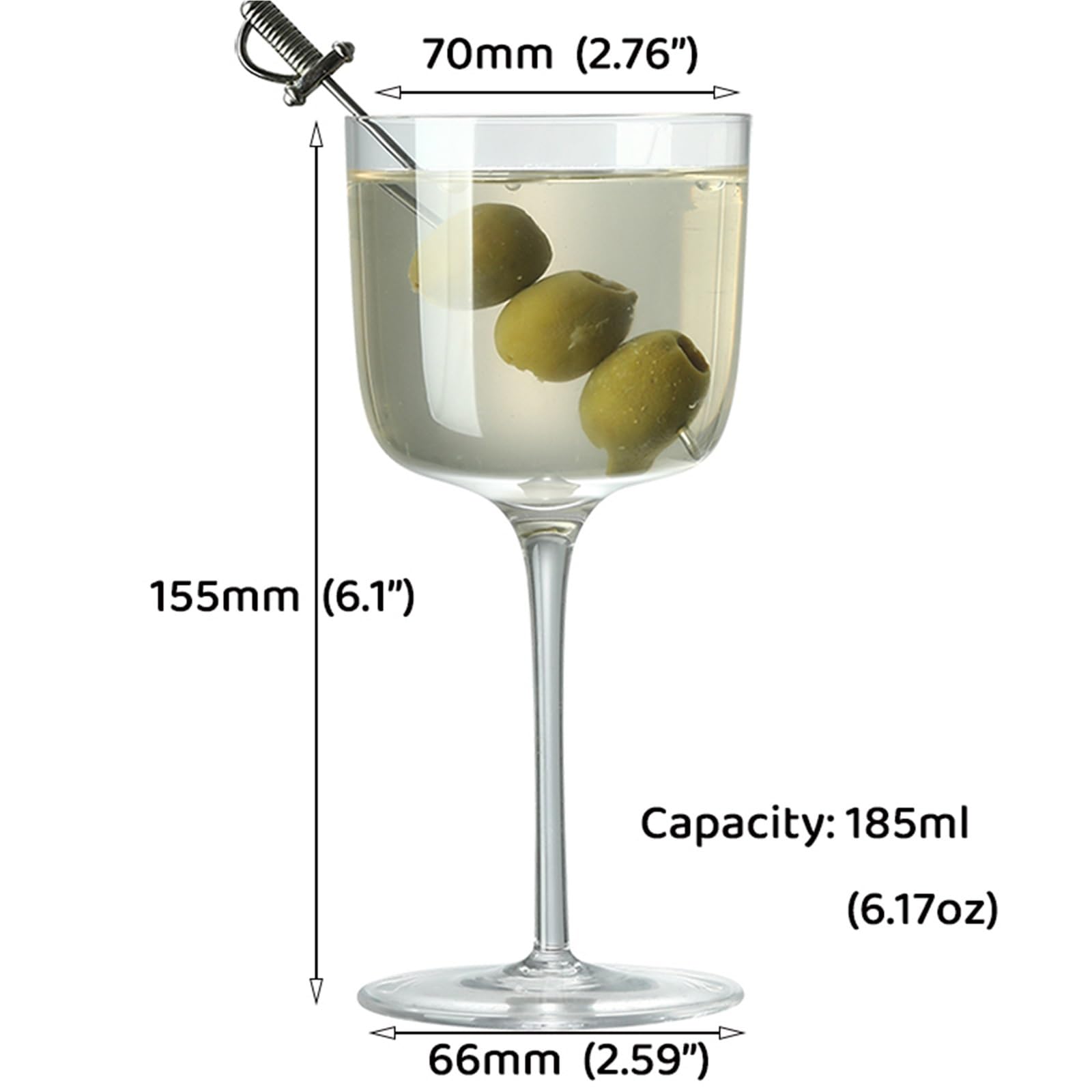 4 vasos de cóctel, 185 ml para Bodas, Navidad, Fiestas