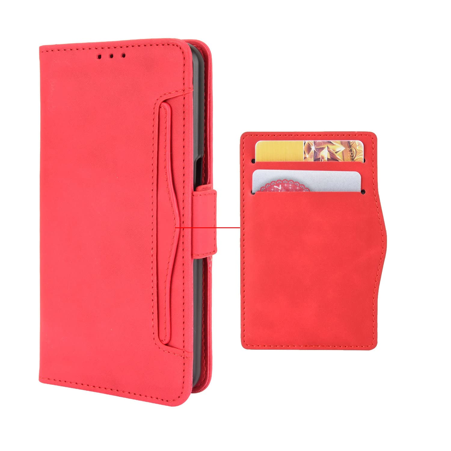 Etui na telefon komórkowy Huawei P60 / P60 Pro/P60 Art, skóra premium, z klapką, etui na telefon komórkowy z przegródkami na karty, zapięcie magnetyczne, skórzane etui, czerwone, typ P60