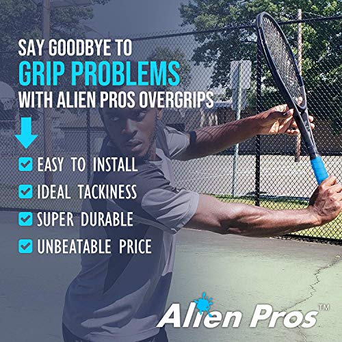 ALIEN PROS Tennis Racket Grip Tape - Precut and Dry Feel Tennis Grip - Tennis Overgrip Grip Tape Tennis Racket - Wrap Your Racquet for High Performance