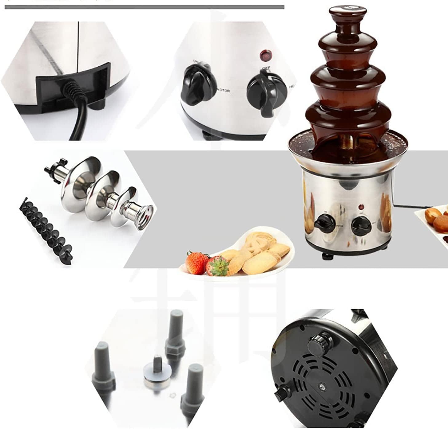 Chocolate Fountain, Chocolate Fountain, 3 Tiers Electric Melting Machine Chocolate Fondue Fountair, 4-Pound Capacity, for Nacho Cheese, BBQ Sauce, Ranch, Liqueurs