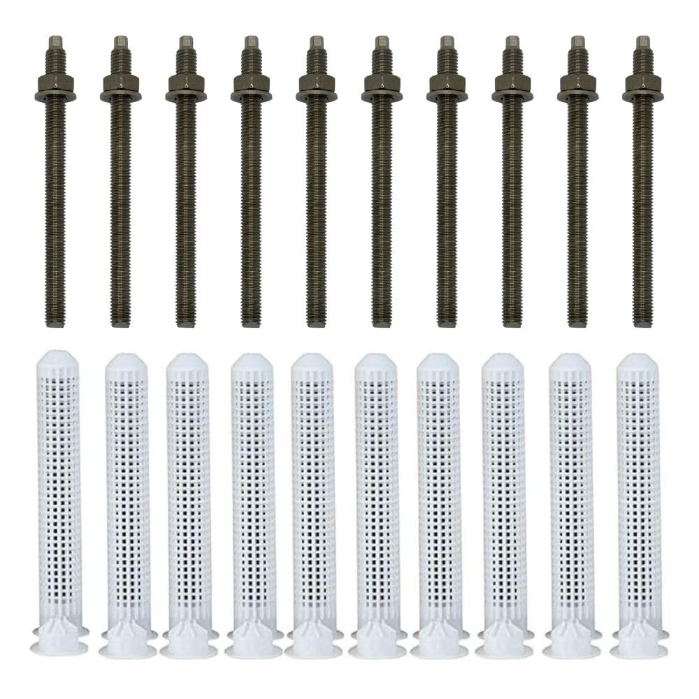 Verbundmörtel Montageset, 10 Ankerstangen A4 M10x190 & 10 Siebhülsen Ø16x85 | Schwerlast-Anker, Schwerlast-dübel, Verbundanker, Gewindestange, Edelstahl A4, V4A