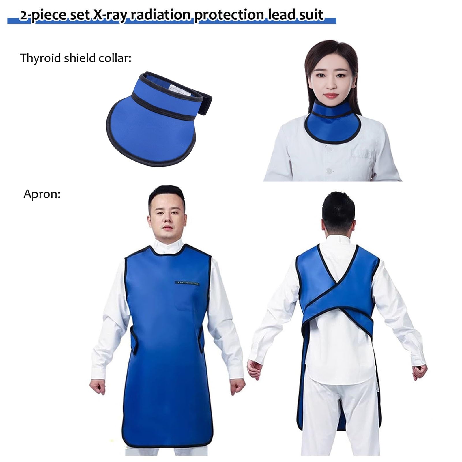 Delantal de Plomo Delantal De Plomo De 0,35 Mmpb con Collar De Protección Tiroidea para Rayos X, Juego De Traje De Plomo De Protección contra Radiación Dental, Ligero(Green,S)