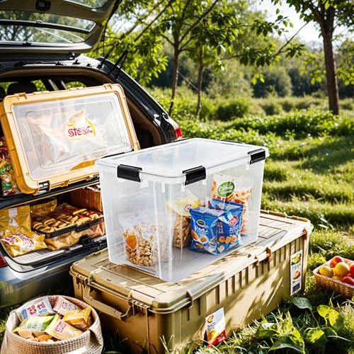 Iris Ohyama Luftdichte Kunststoff-Aufbewahrungsboxen mit Deckel, 70L, 2er-Set, Transparent, Hermetischer wasserdichter Verschluss, Robuste Schnappverschlüsse, Stapelbar, Staubschutz, BPA-frei, AT-LD