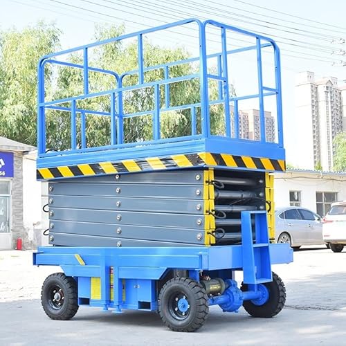 Portable Wheeled Scissor Lift Platform Self Propelled Electric Hydraulic Lift Platform, All Terrain Mobile Elevated Work Platform for Construction, Mining and Industrial Use