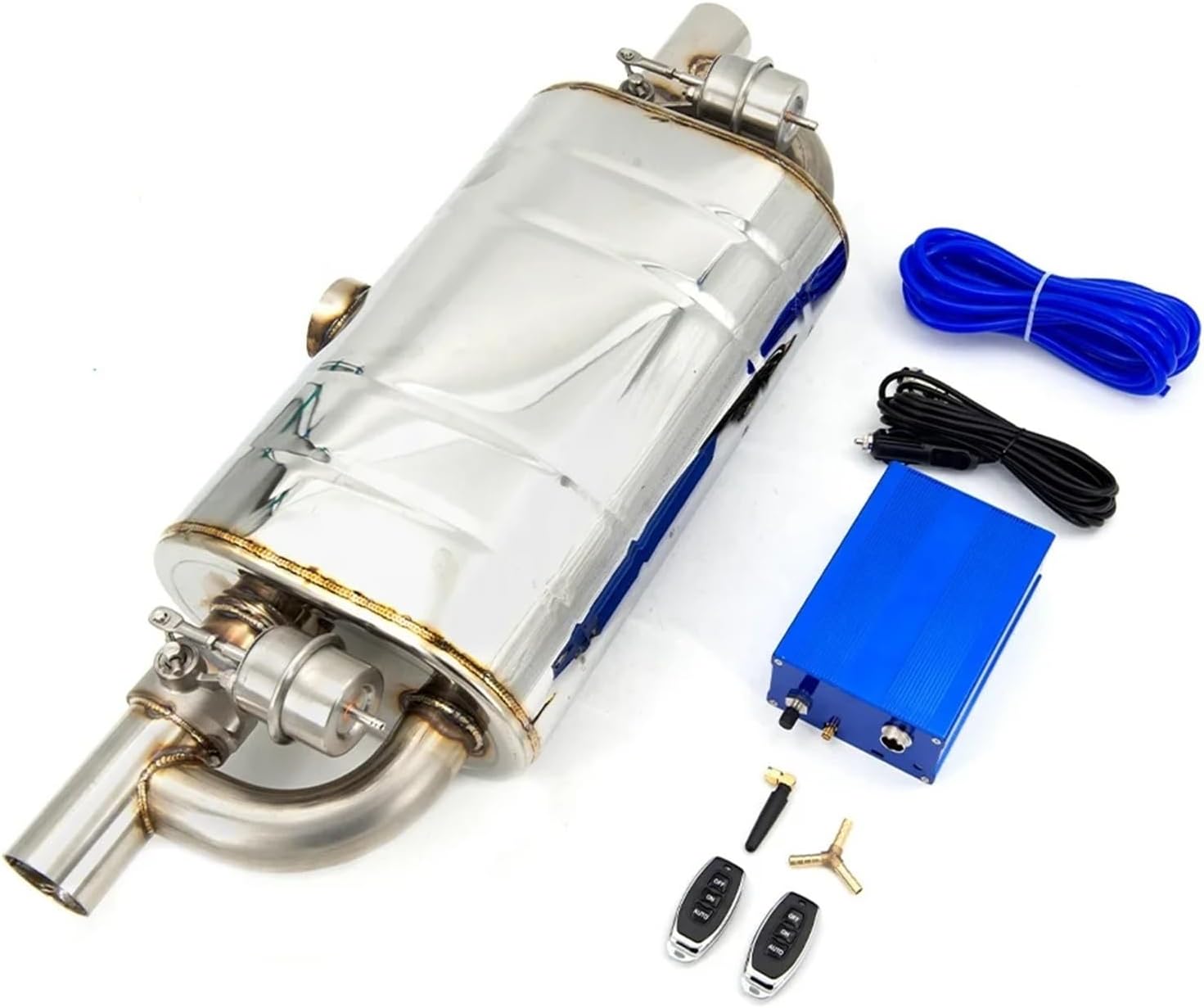Universal T Shape Car Exhaust Pipe Vacuum Pump Variable Valve Mufflers Remote Control One Inlet Two Outlet 51MM 63MM 76MM(6pcs)