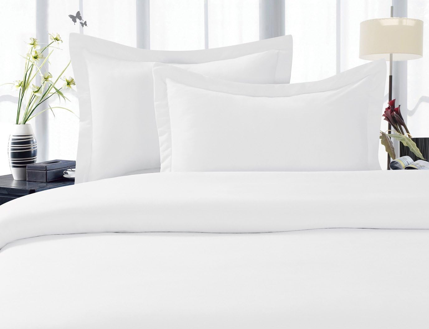 1500 Premium Hotel Quality Microfiber 3 Piece Wrinkle Free and Fade Resistant Luxurious Duvet Cover Set, Full/Queen, White
