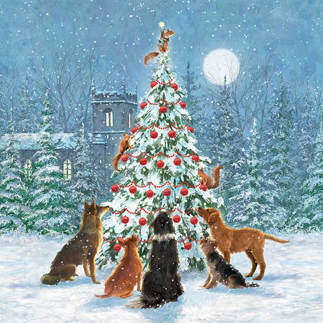 Noel Tatt Charity Christmas Cards Pack of 10 Dogs & Christmas Tree Design