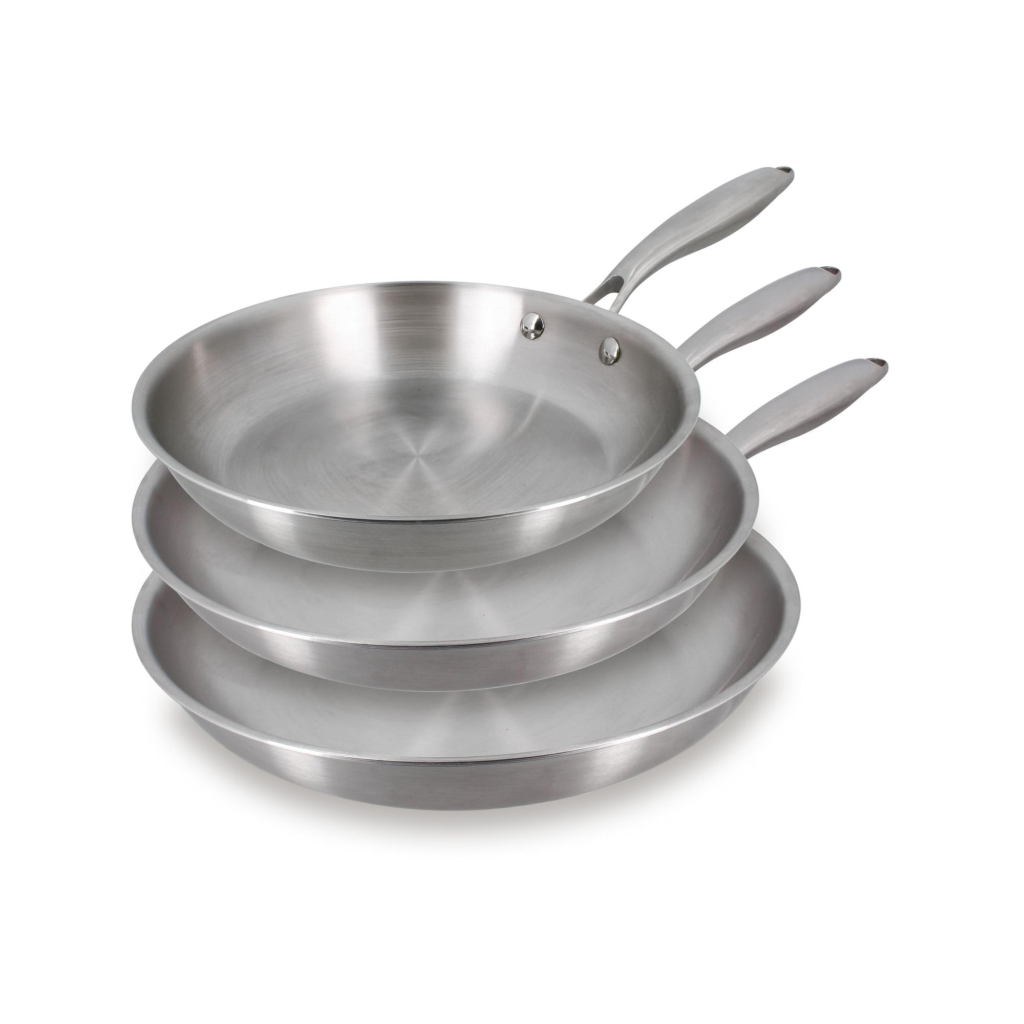 MENASTYL Lot de 3 Poêles Inox, Induction, 24/28/30 cm