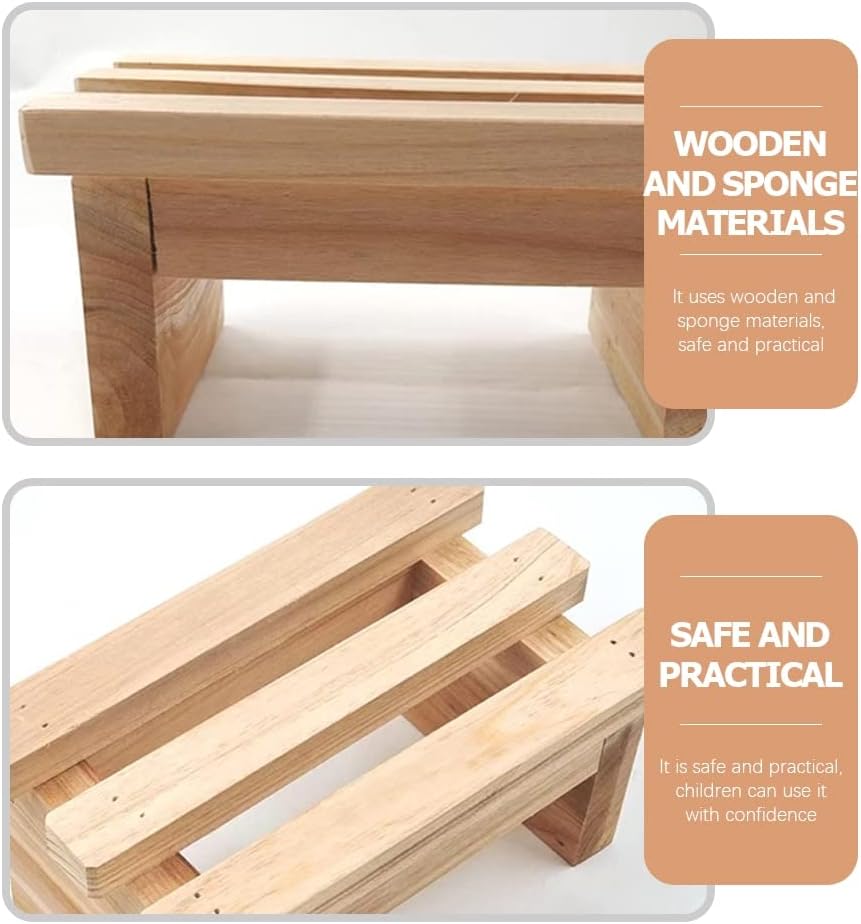 Wood Step Stool Footstool Small Rectangle Stool Low Stool Porch Shoe Changing Stool for Living Room,Kitchen Bedroom Padded Seat