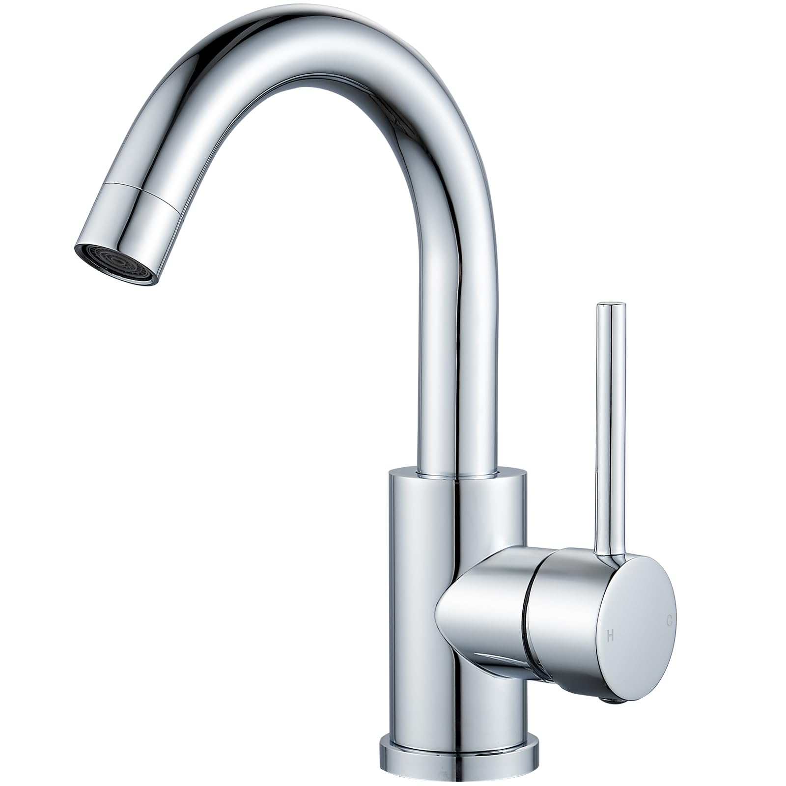 Modern Basin Mixer Tap 360° Swivel Bathroom Sink Taps, Stainless Steel Single Lever Bathroom Sink Tap Mixer, Chrome Basin Tap with G1/2 UK Standard Fittings, Hot & Cold Water Control — image 1
