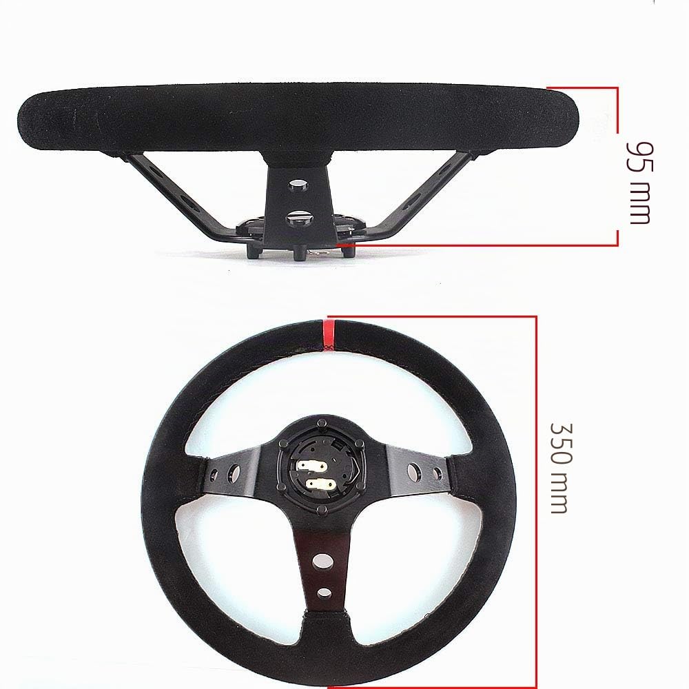 Volante Sportivo Auto, Volante a Calice Volante Sportivo Da Corsa In Pelle Scamosciata Universale 14 Pollici E 350 Mm, Deep Drifting(Blue)