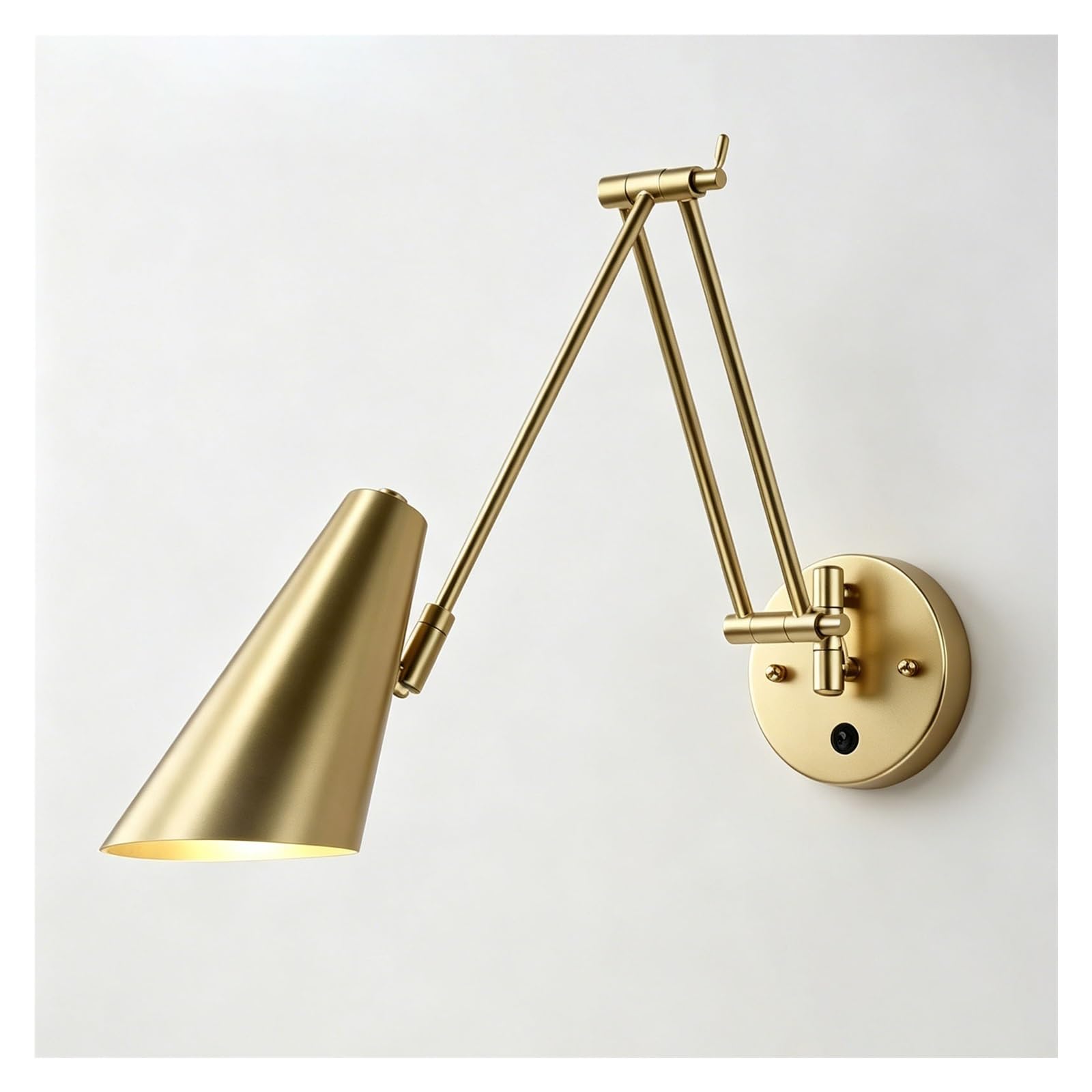 LUOYAOB Adjustable Swing Arm Wall Sconce Dimmable COB Wall Mount Reading Light Modern Black Wall Lighting Fixture Indoor Decor Lamp for Bedroom Living Room Hallway(Gold)