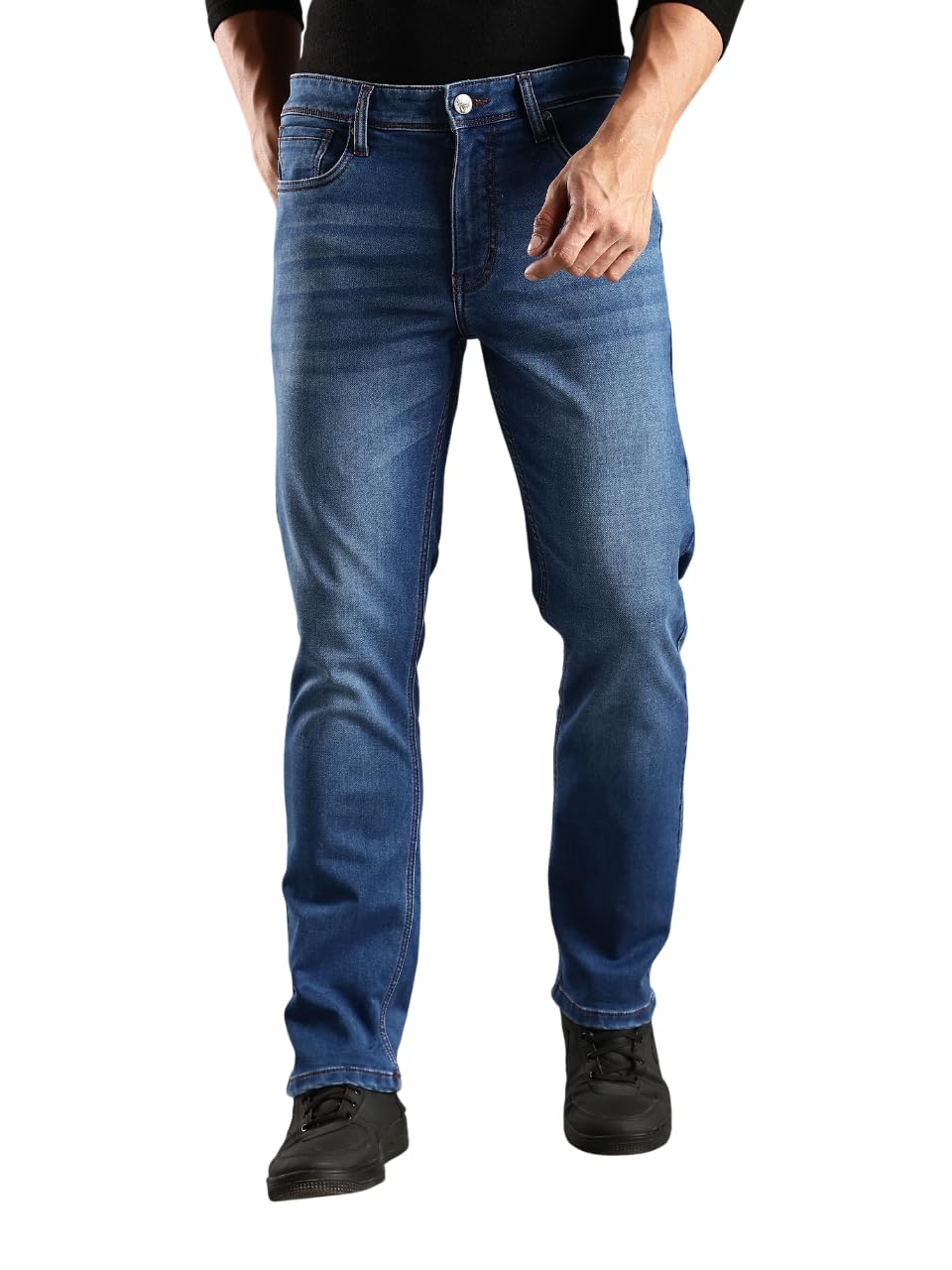 Indo Era Men's | Mild Fade | Stright Fit | Denim | Regular Wear | Stretchable | Casual Jeans for Men in blue