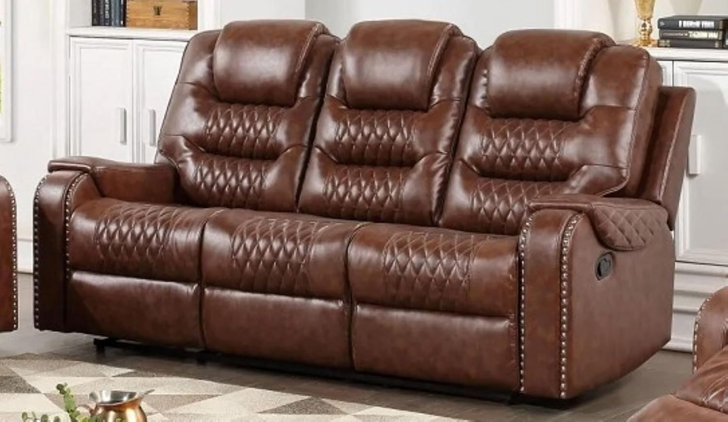 Torque - Mikkel Leatherette Recliner Sofa 3 Seater Manual- Brown | Three-Seater Recliner Couch Chair | Triple 3 Seater Recliner Sofa for Living Room 1 Year Warranty-image-26