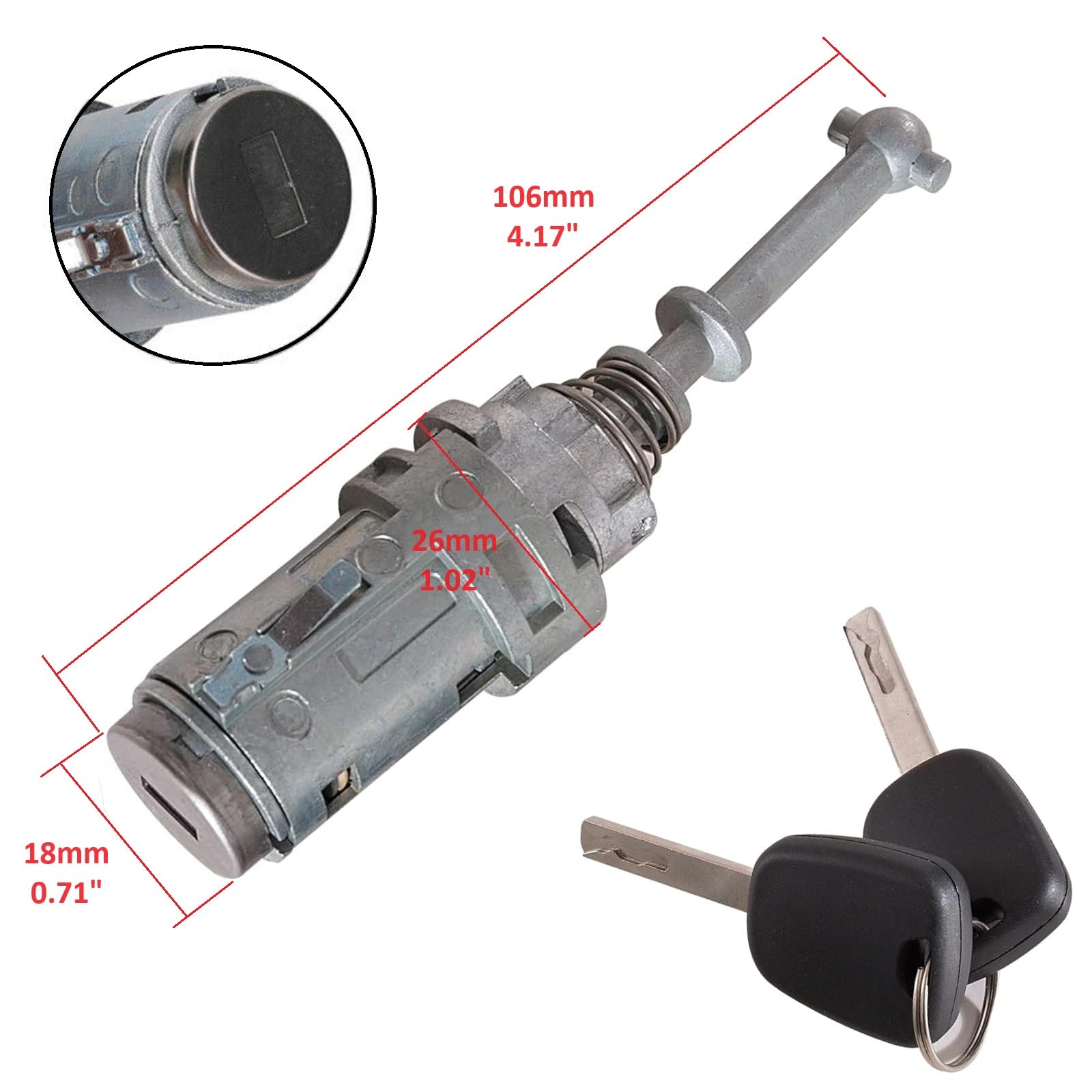 Twowinds - Bombín Compatible con Citroën C2, C3 - Cerradura Puerta Delantera Izquierda (lado conductor) - 9170T9 - Cilindro Cierre Llave