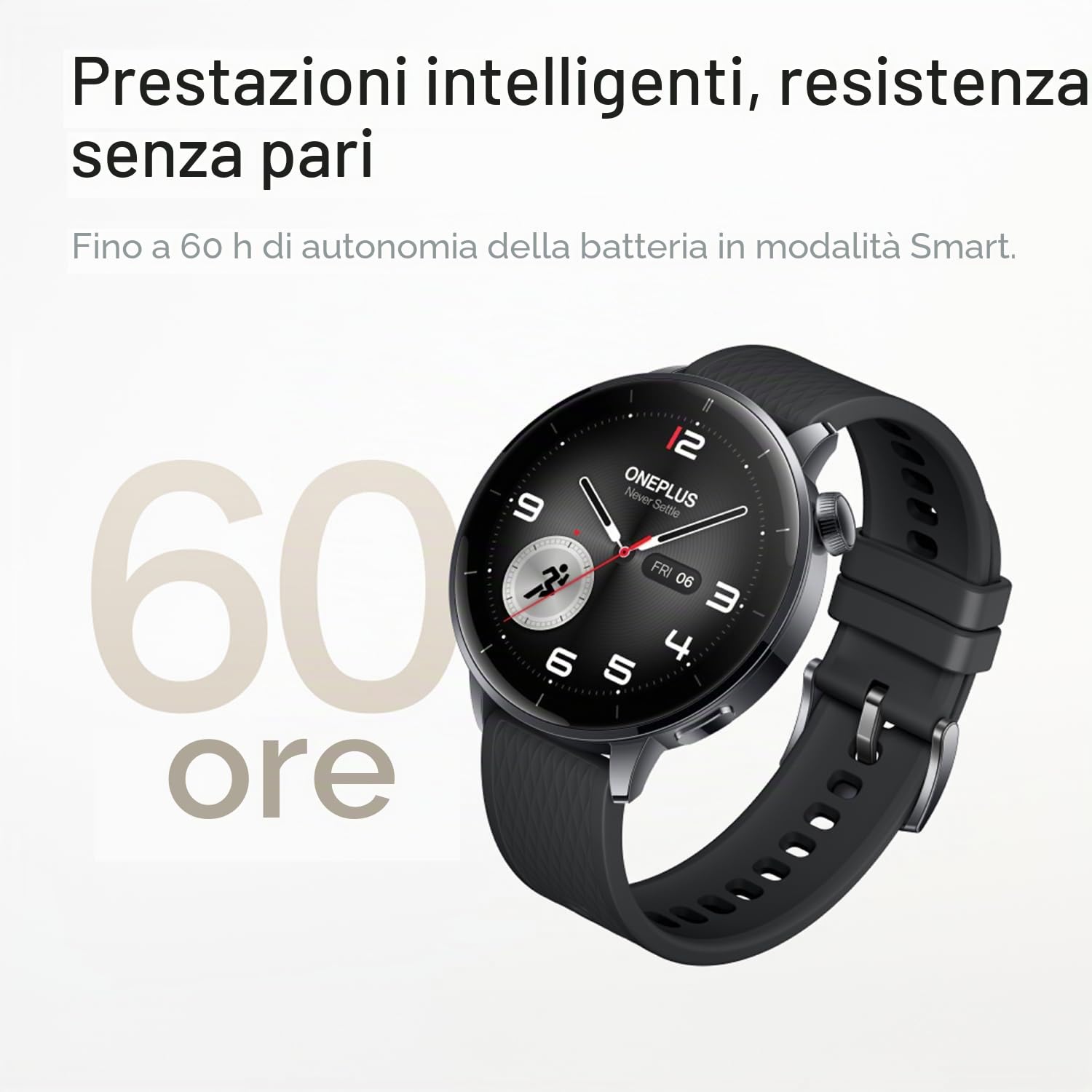 OnePlus Watch 3 43mm Silver Steel, Display rotondo da 1,32 pollici, acciaio argento, WearOS, archiviazione 32 GB, monitoraggio del sonno, batteria 345 mAh, Bluetooth, ioni di litio, multi-GNSS