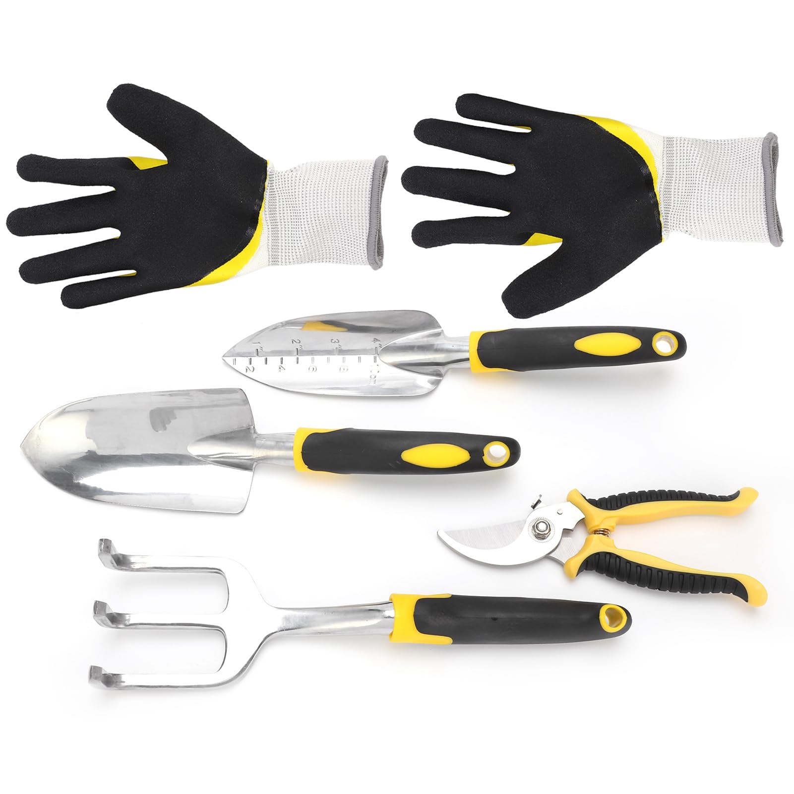 Kit de Herramienta de jardinería de 5 Piezas Piradora de Palas de trasplante con Cabezal de Aluminio Fundido de Servicio Pesado para Plantar Flores jardín