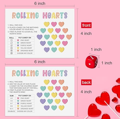 Miniatura 2 de Xenseou Juego de dados de corazón rodante para el día de San Valentín, juegos de corazones de San Valentín, actividad de San Valentín, fiesta