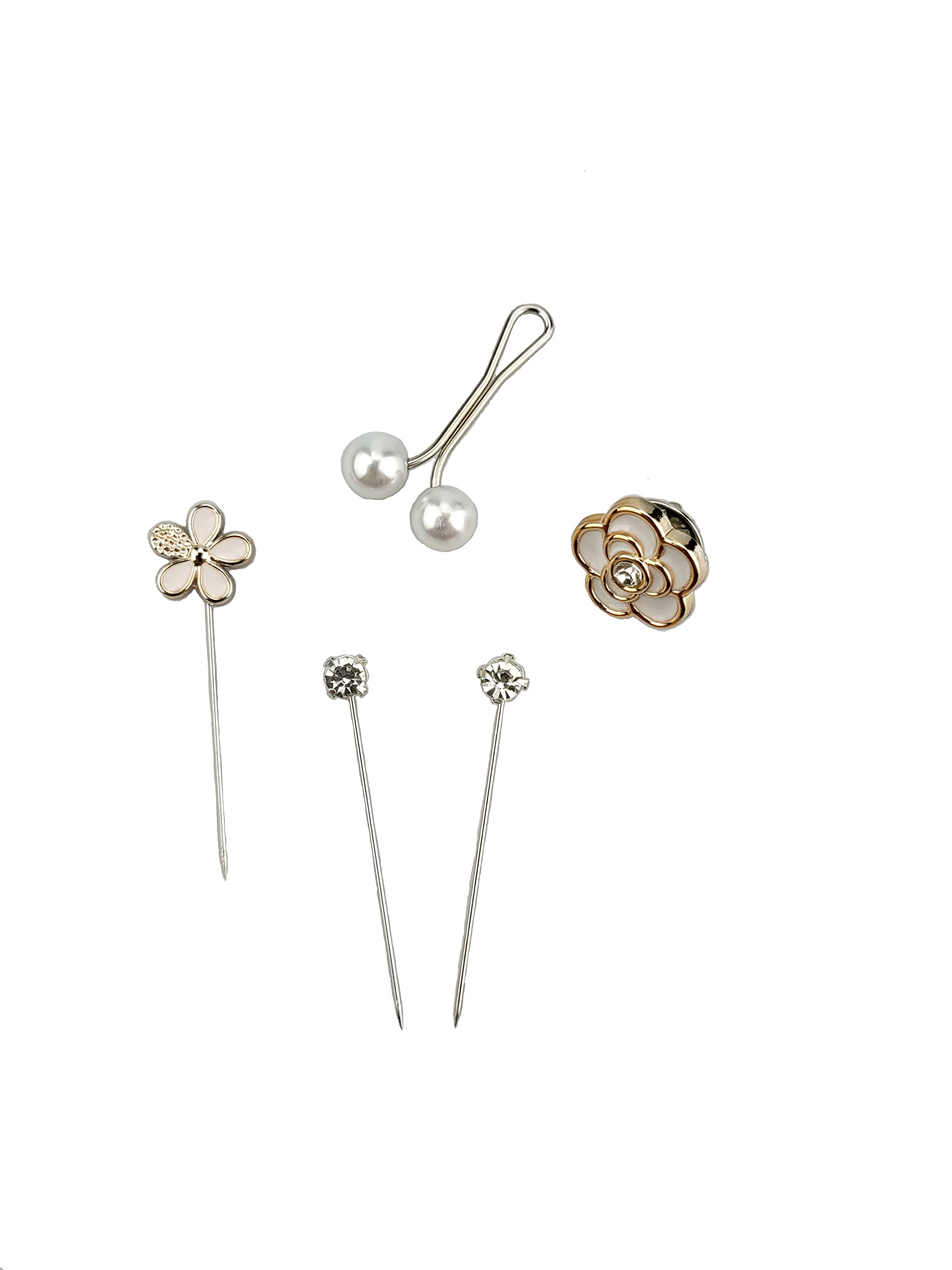 white flower hijab pin set of 5 pcs / scarf pin /brooch / hijab clip (size Large 7cm) (B0BFLX4FVR) Amazon Price History, Amazon Price Tracker