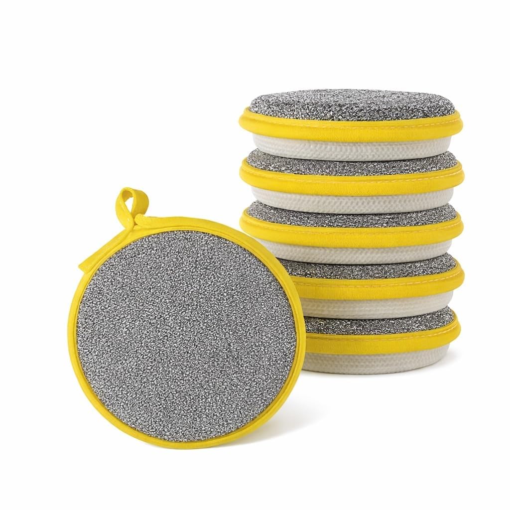 Sponge Dish Scrubber 2 in 1 Double Side Dishwashing Scrubber Non-Scratch Suitable for Dish Utensils Tiles Wash Basin Wash Sponges for Kitchen Multicolor DDS - 3 (2)-image-45