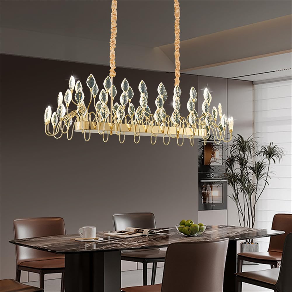 CSXSXAUO Modern Luxury Living Room Crystal Chandelier LED Fashion Creativity Restaurant Bedroom Villa Hotel Beauty Salon Duplex Staircase Pendent Lamp (E L120CM)