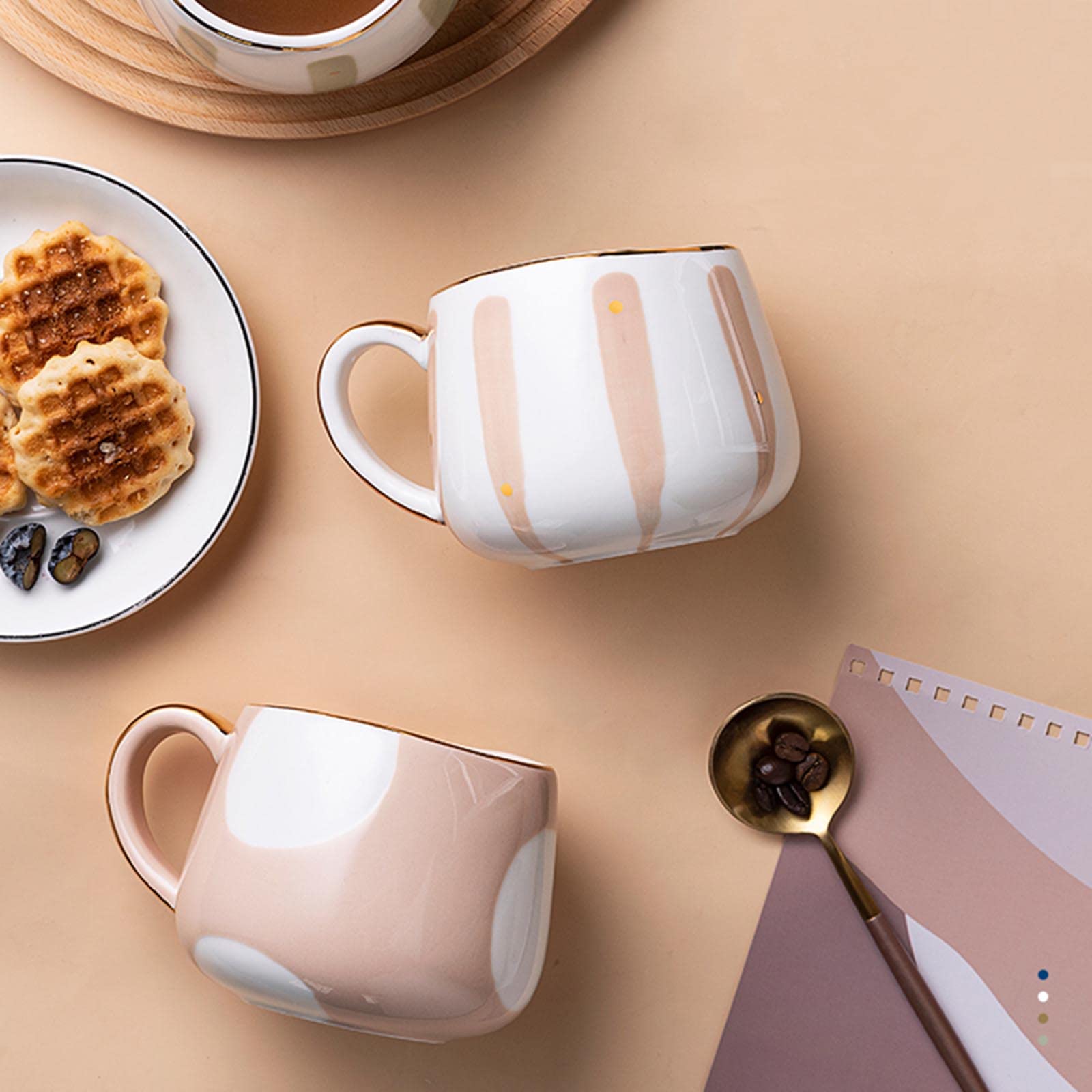 Ceramiczny kubek do herbaty, filiżanka do kawy do biura i domu, ceramiczny kubek w stylu japońskim, na herbatę, sok, kawę, 380 ml, piękny prezent na Boże Narodzenie/urodziny dla przyjaciół / Fami