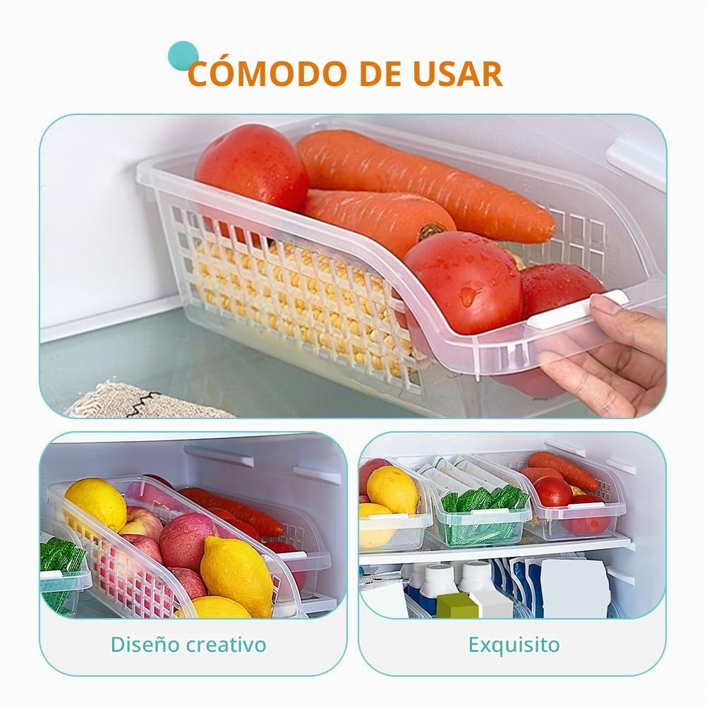 Cabilock Contenedores De Refrigerador 2 Unidades Cajas Transparentes Para Almacenaje De Frutas Y Verduras Organizador Cocina Reutilizable 12.00X5.31X3.54 Pulgadas