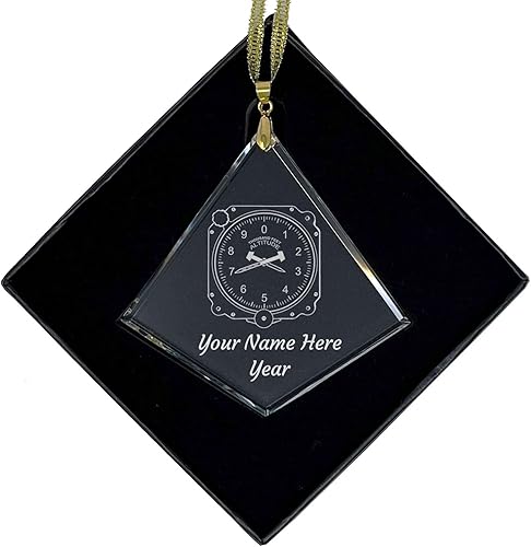 LaserGram Christmas Ornament, Airplane Altimeter, Personalized Engraving Included (Diamond Shape)