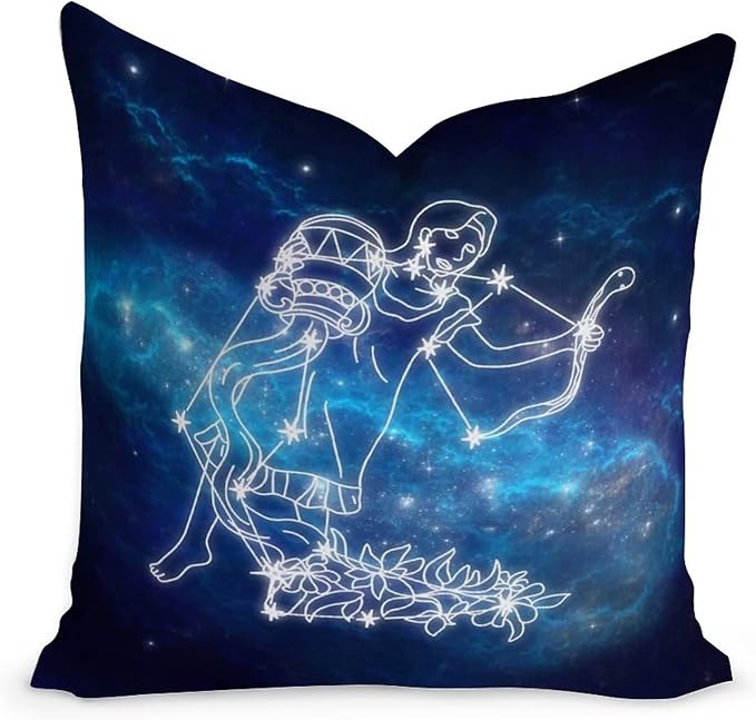 Aquarius Constellation Throw Pillow 18x18in Aquarius Throw Pillow Cushion Nursery Decor Modern Zodiac Symbols Horoscope Velvet Pillow Cases with Zippe for Living Room Bedroom Birthday Gift