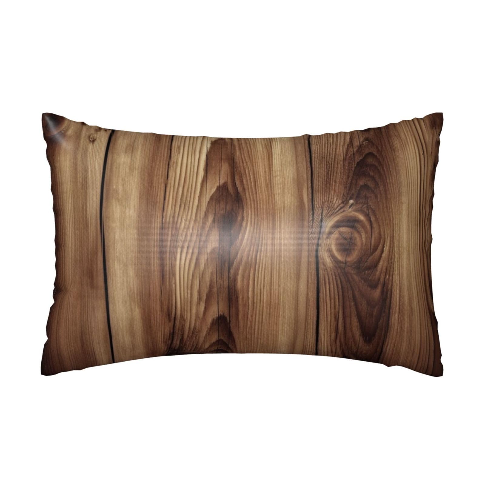 Satin Pillowcase for Hair and Skin, Wood Grain Pillow Case Queen Size 20x30 Inches Silk Pillowcases with Hidden Zipper Silky Soft Cooling Pillow Covers Gifts for Her or Him