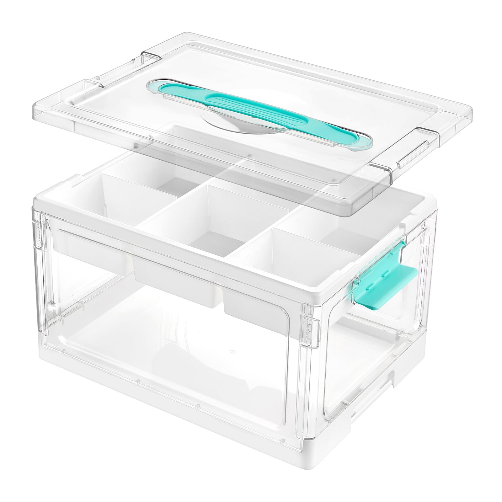 Good Clearness Bastelbox mit Fächern für Bücher und Zubehör, stapelbare Aufbewahrung für den Haushalt, Aufbewahrungsbox