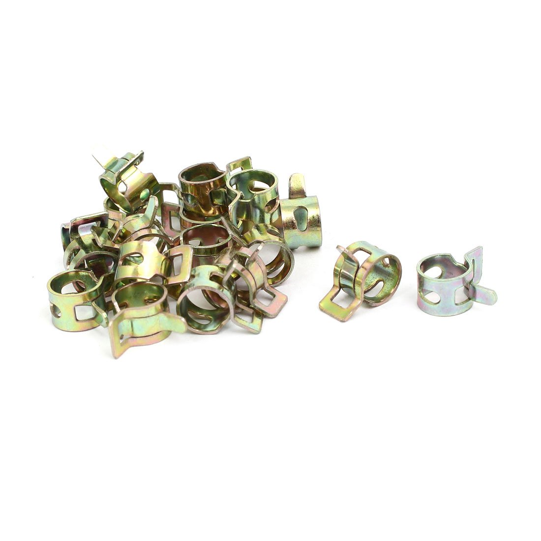 Aexit 8mm Inner Clamps Dia Yellow Zinc Plated Water Pipe Fuel Line Hose Clamps Strap Clamps Clips 20pcs