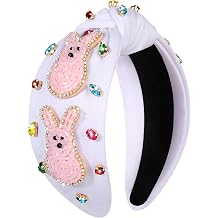 Easter Headbands Beaded Rabbit Bunny Headband for Women Pink Spring Knotted Headband Easter Hair Accessories Gifts