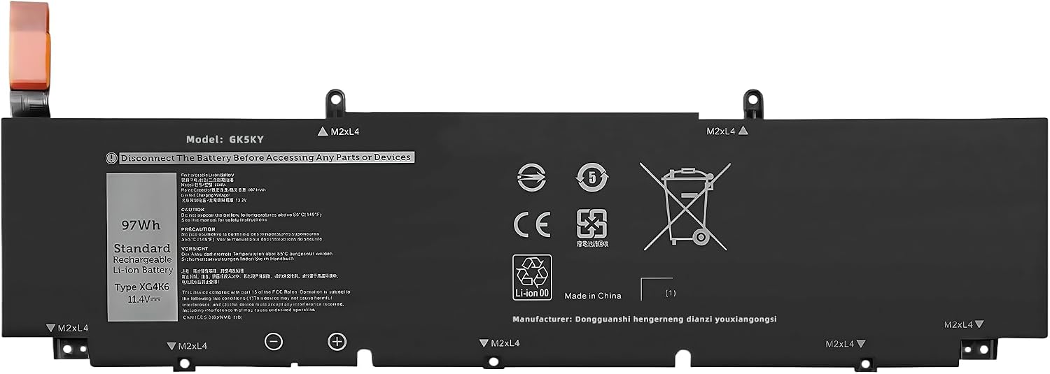 97Wh XG4K6 Laptop Battery Replacement for Dell XPS 17 9700 9710 9720 9730 For Precision 5750 5760 5770 Series P92F P92F001 P92F002 P92F003 01RR3 001RR3 F8CPG 0F8CPG 5XJ6R KVPMY 0YY3V High performance