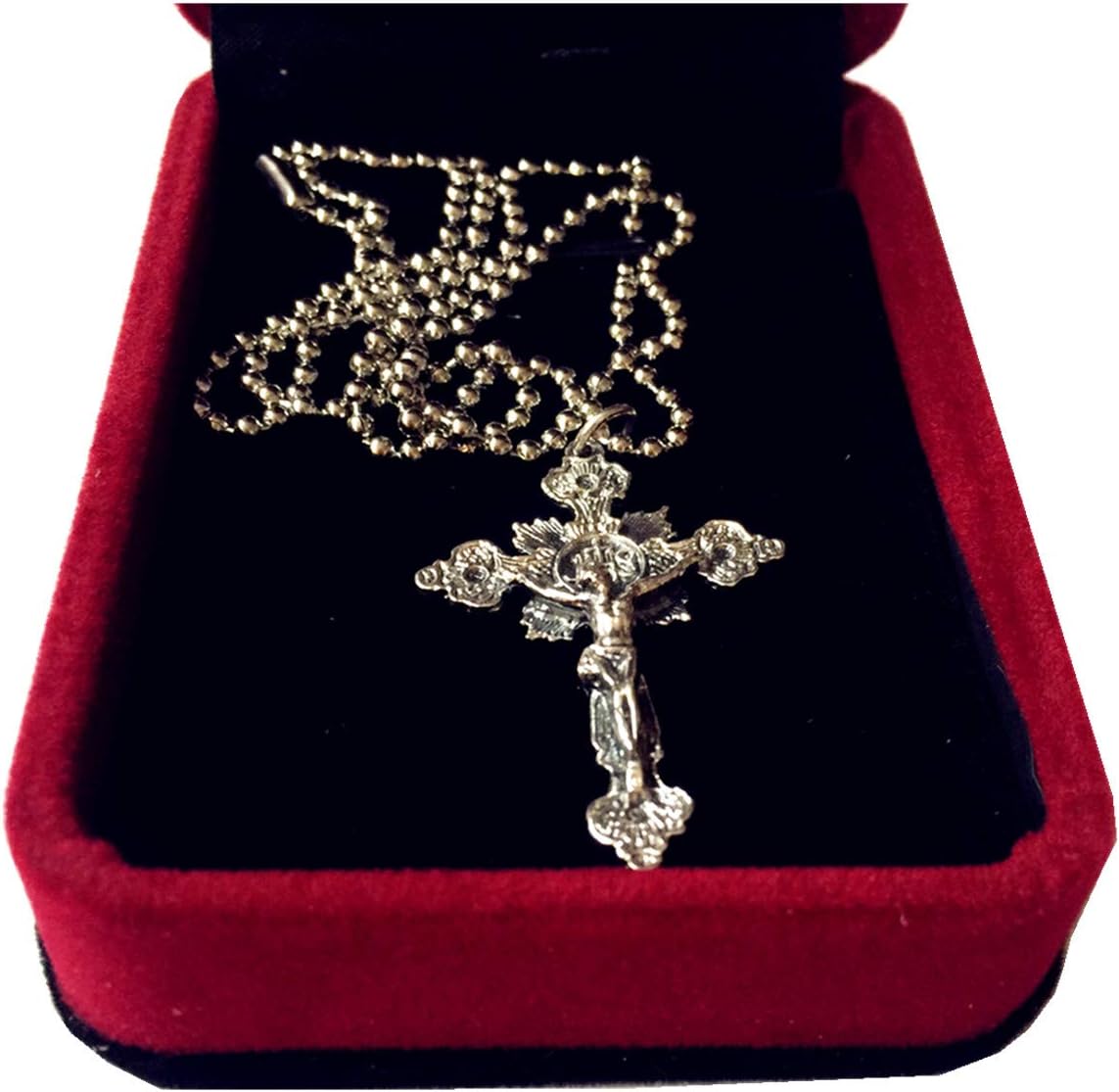 elegantmedical S925 Sterling Silver Large Crucifix Cross rosary part necklace pendant catholic gift - Image 9
