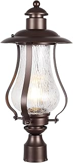 Treekee Outdoor Post Light Fixture, Vintage Brown Pole Lantern with Wood...