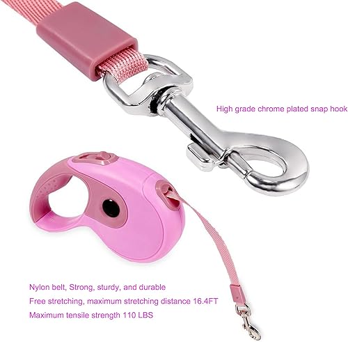 Miniatura 4 de Correa retráctil para perro, correa de paseo para perros de 9.8 pies para perros pequeños y medianos de hasta 45 libras, freno con una sola mano,