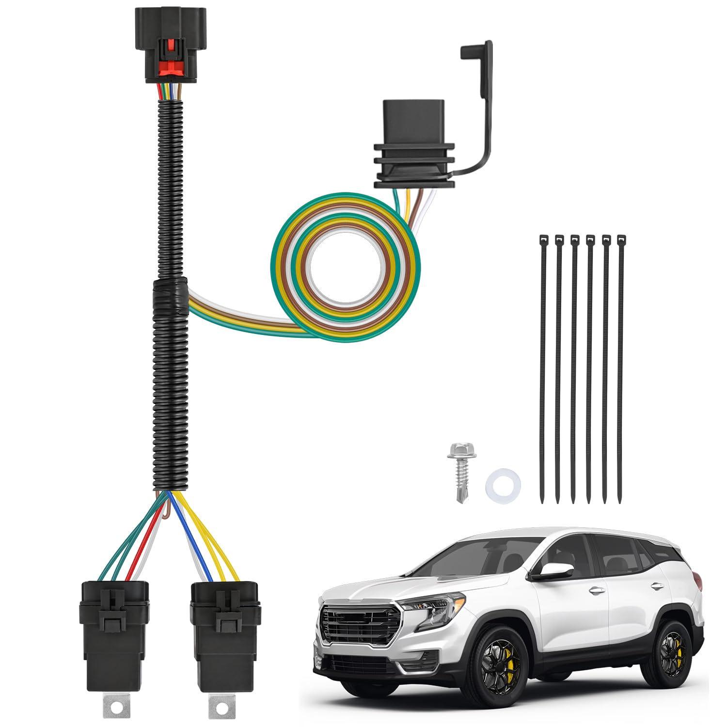 Nilight 4 Pin Trailer Wiring Harness Kit 56429 Vehicle Standard 4 Way Connector Custom for 2018 2019 2020 2021 2022 2023 2024 2025 GMC Terrain Chevrolet Chevy Equinox Simple Fit Hitch Harness
