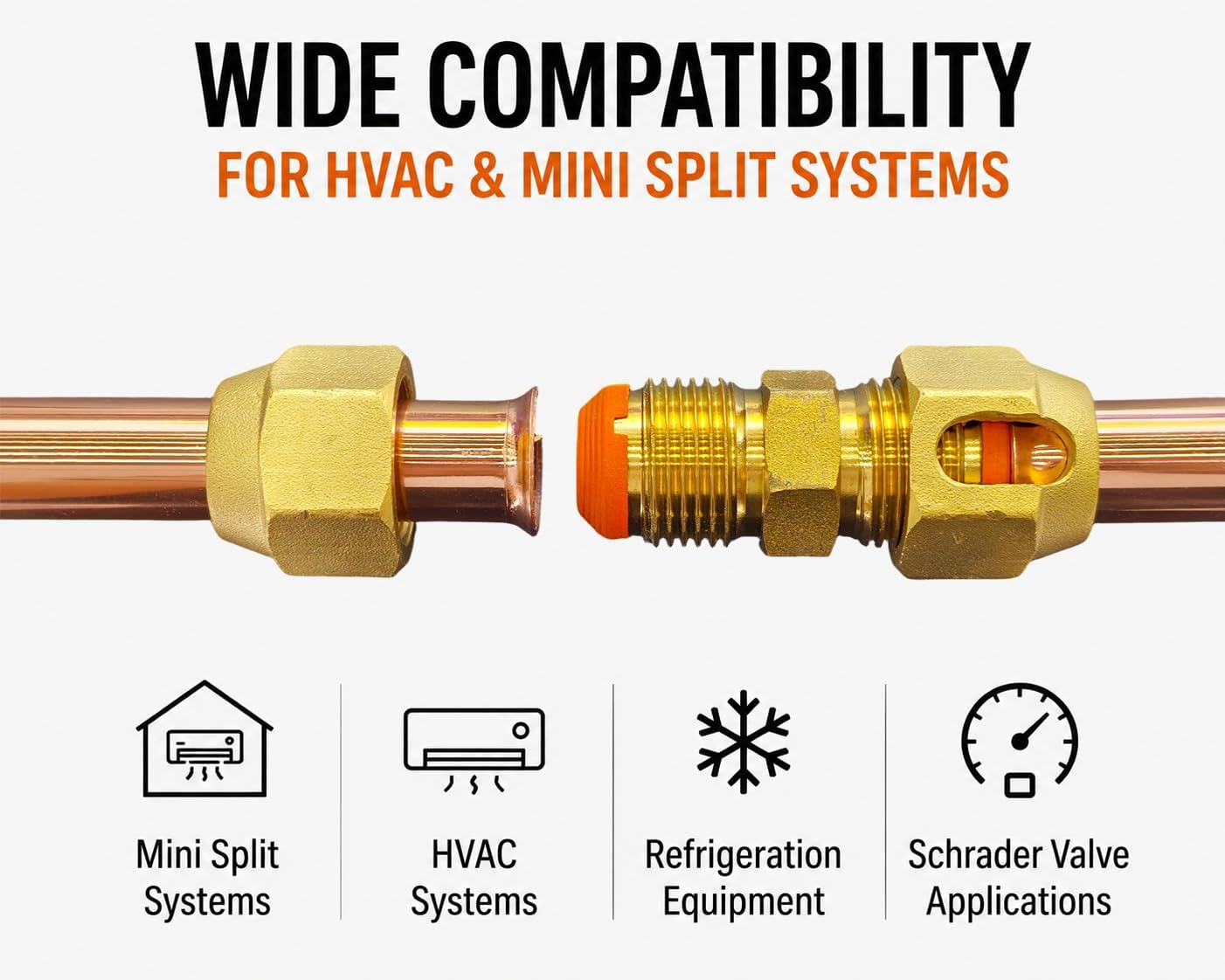 HVAC Leak-Free SAE Flare Gaskets, Flare Fitting Seal for Mini Split Kit | Eliminates Refrigerant Leaks for AC Line Sets, Refrigeration and Schrader Valve Applications, 10 x (1/4", 3/8", 1/2", 5/8")