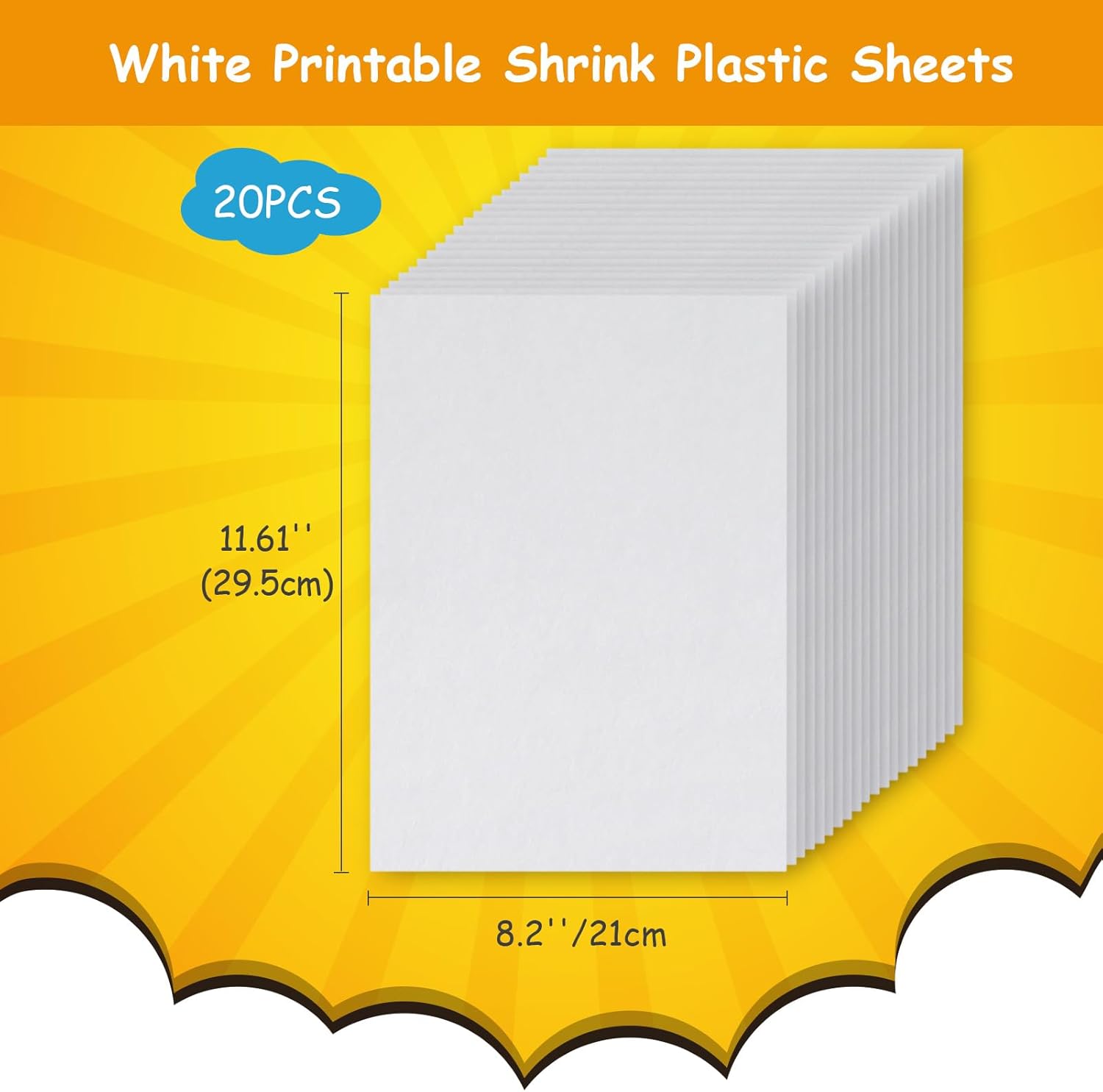 20 Sheets White Printable Shrink Plastic Sheets for Inkjet Printer, Great for DIY Mother's Day, Thanksgiving, Father's Day, Easter, Christmas Crafts, 8.2 x 11.6 inches