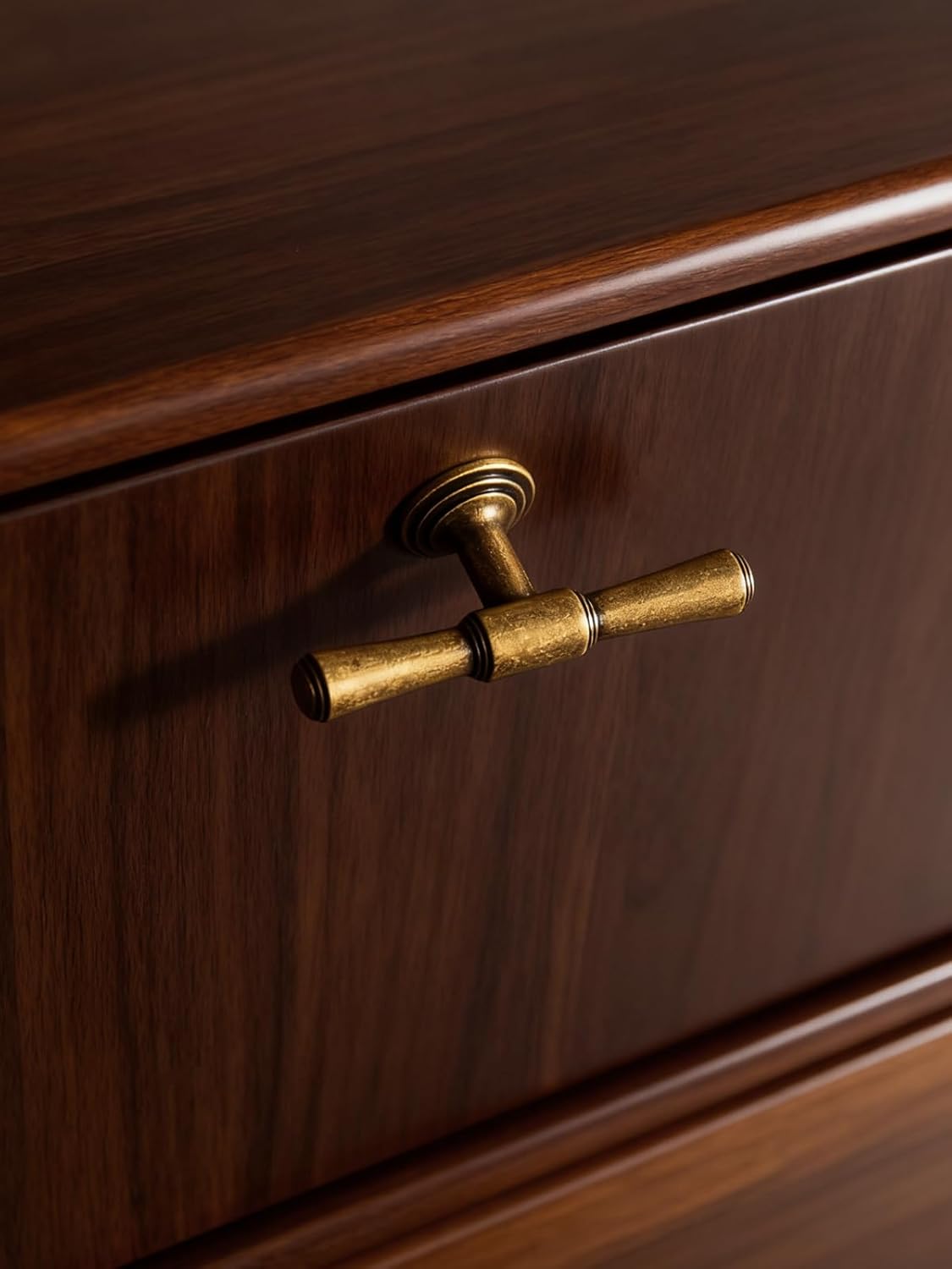 Antique Brass Cabinet Knobs Single Hole Vintage Drawer Knobs Zinc Alloy Handles Kitchen Cupboard Bathroom Dresser Cabinet Hardware (5, Antique Brass, T Knob)