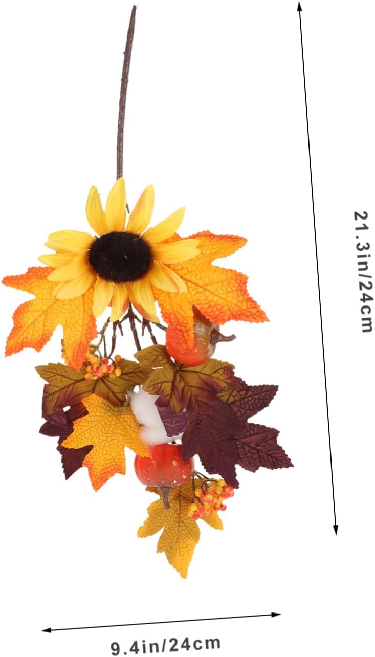 NOLITOY Fall Harvest Decorative Pumpkin and Maple Leaf Swag Autumn Front Door Hanging Decor for Thanksgiving Home Decoration Artificial Swag Realistic Design