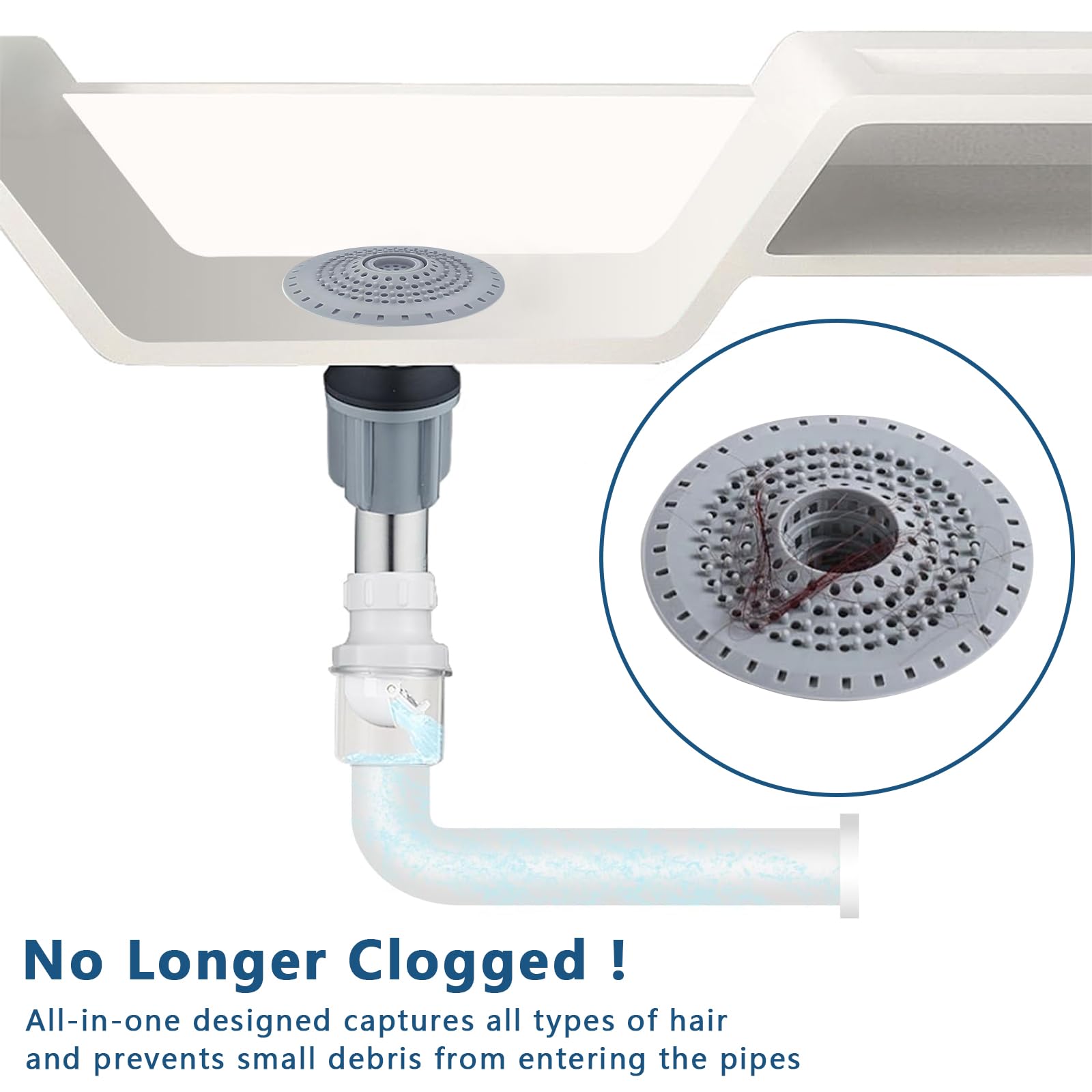 0XBIT Filtre Cheveux Douche, 10 Pièces Universel Attrape Cheveux Douche, Gris Filtre Evier Cuisine, Avec Ventouse, Filtre Evier Pour Lavabo, Salle De Bain, Baignoire, Cuisine