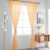 Vista 2 de SpaceDresser - Paneles básicos de cortina de gasa transparente con bolsillo para cortinero, 1 par de 2 paneles, para cocina, dormitorio, niños, sala