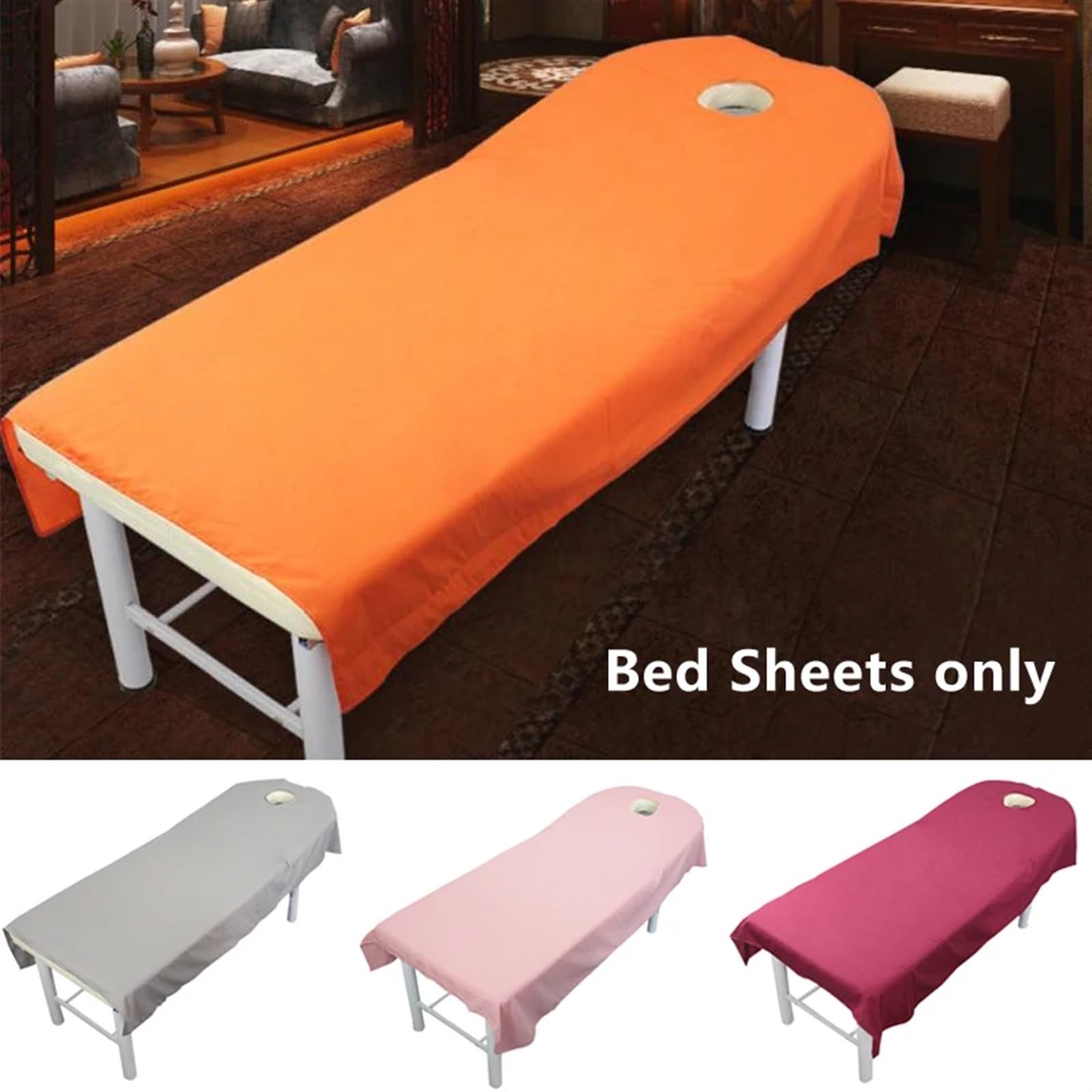 Sabanas Camilla Masaje Sábanas ajustables for cama de masajes Beauty Pink, sábanas suaves for tratamientos, for mesa spa, con orificio(Purple)
