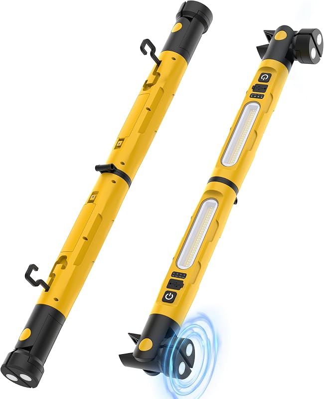 Magnetic Work Light, 3000LM Rechargeable LED Light with Detachable Dual Light Bars, 5200mAh Mechanic Light with Magnetic Base & Clamp, 2-in-1 Under Hood Light for Car Repair, Garage & Workshop(1 Pack)